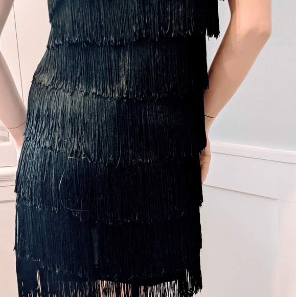 Black mini Flapper Dress Large Wiggle Fancy - Picture 8 of 12